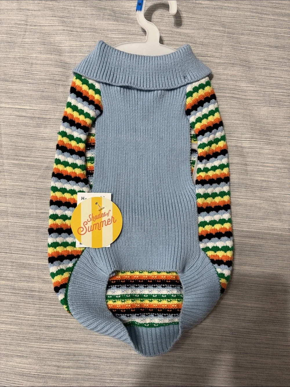 Striped Knit Pet Dog Sweater Top Preppy Grandpa Style Striped Scallop Sz Medium